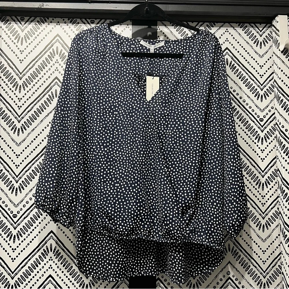 Collective Concepts Polka Dot Wrap Top Size XL